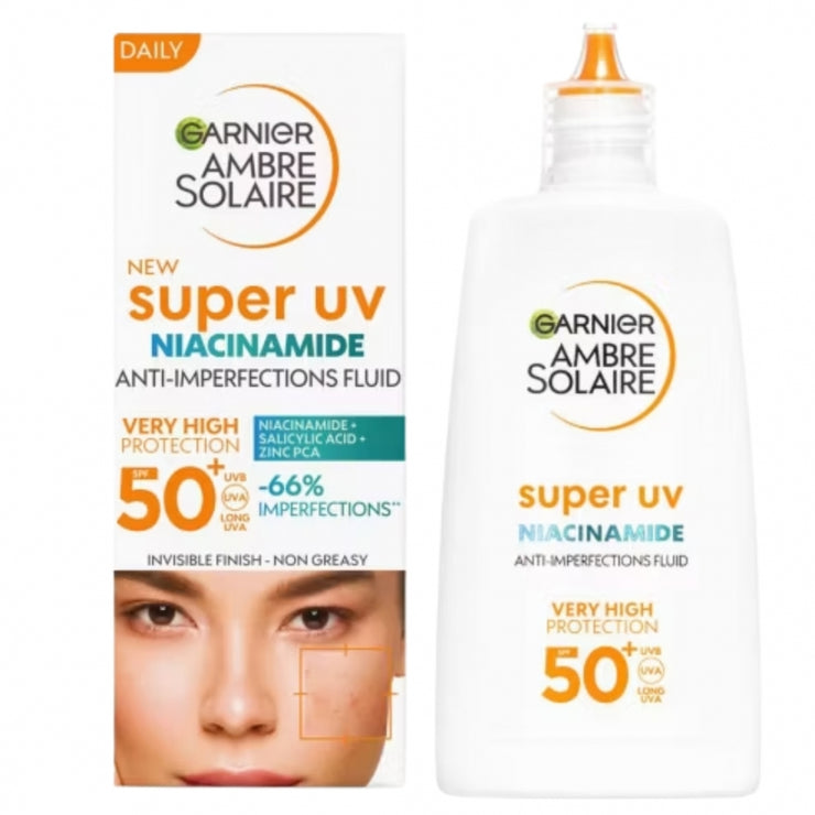 Garnier Ambre Solaire UV SPF50+ fluīds pret ādas nepilnībām ar niacinamīdu 40ml