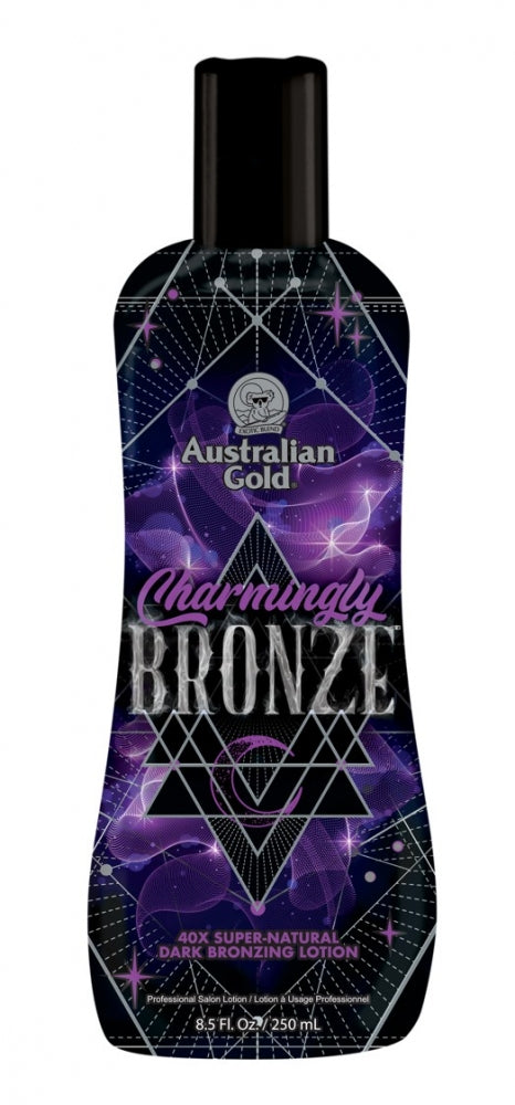 Tumša iedeguma solārija krēms ar 40x bronzeriem Australian Gold Charmingly bronze pudelē 250ml